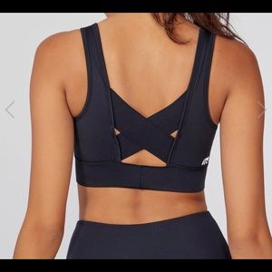 Marika black cross back sports bra NWT